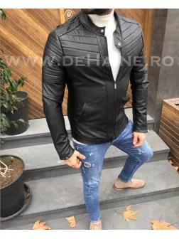 Geaca barbati neagra piele ecologica B2863 117-1